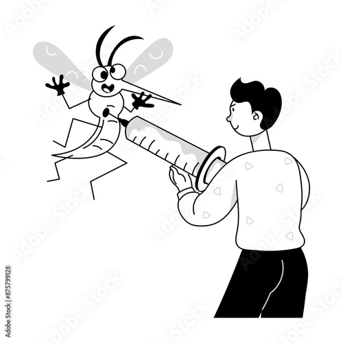 Doodle mini illustration of malaria vaccination 

