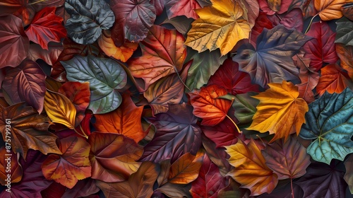 Wallpaper Mural Autumn leaves showcase vibrant reds, deep oranges, golden yellows, and earthy browns in a stunning display. Torontodigital.ca