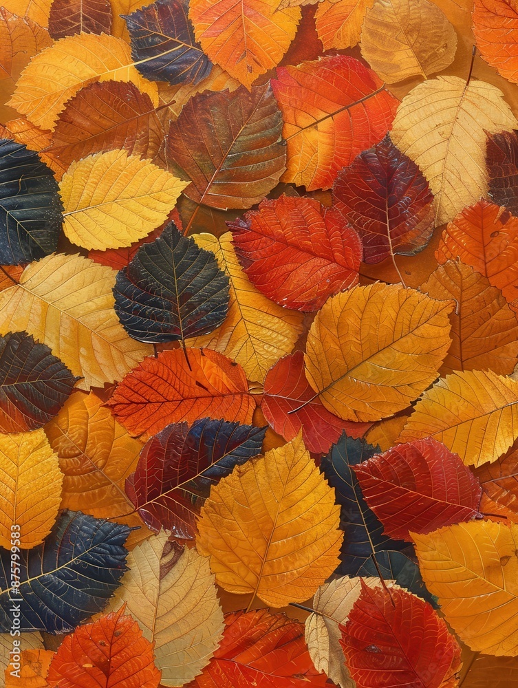 Fototapeta premium An assortment of colorful autumn leaves creating a vibrant fall-themed background