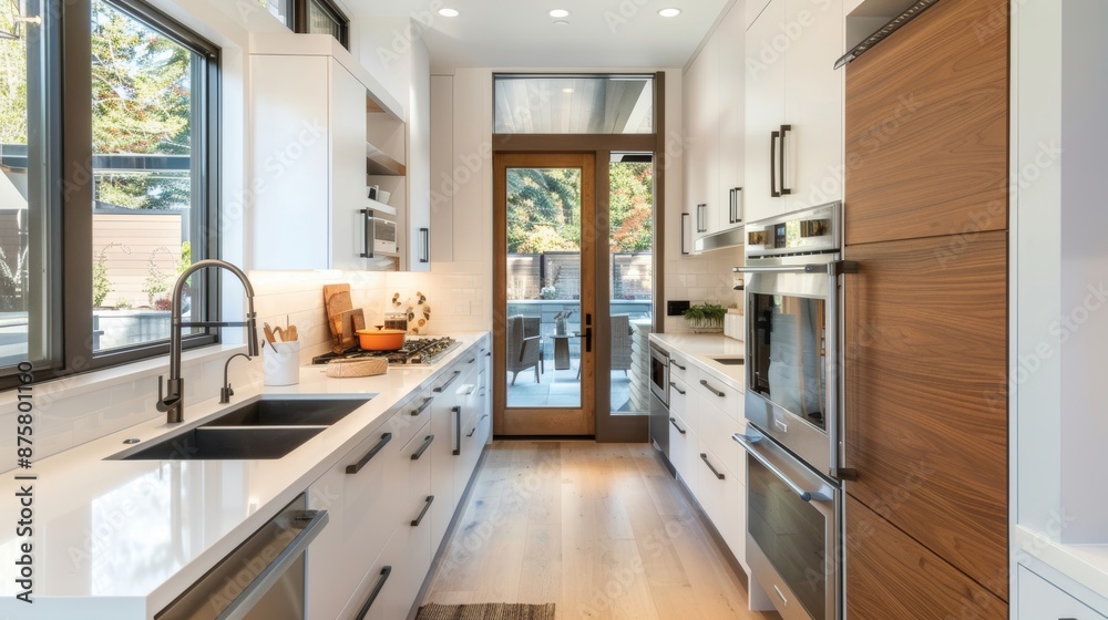 The kitchen shows a contemporary and sophisticated design The kitchen shows a contemporary and sophisticated design