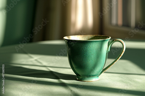 A chipped porcelain teacup,...
