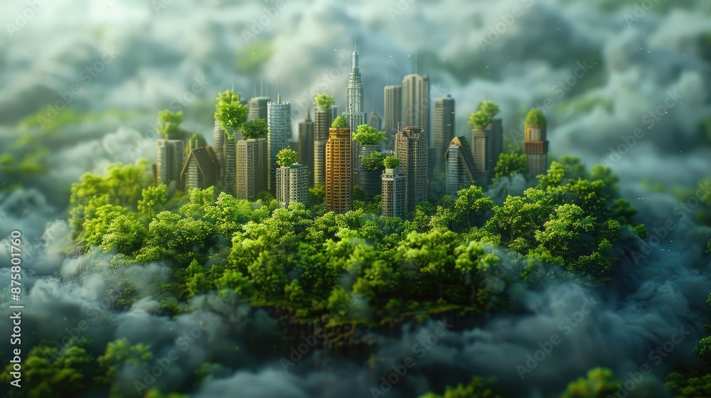 Fototapeta premium Professionals Brainstorm Emissions Reduction for Environmental Balance
