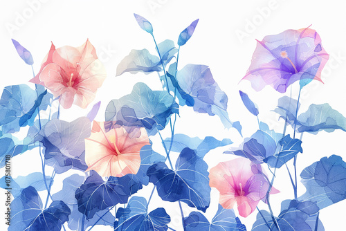 Watercolor Wind Morning Glory Illustration