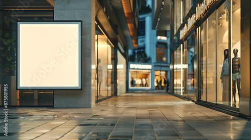 Modern Storefront with a Large Blank Billboard