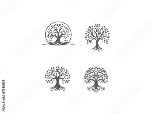 premium and creative tree set logo vector, vector and illustration,
