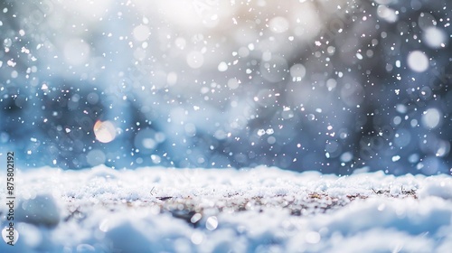Winter Wonderland: Snow Falling on a Snowy Landscape © Dorido