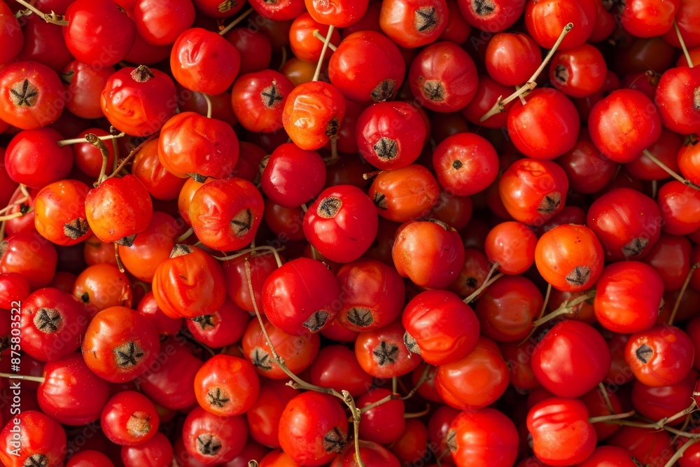 Rowanberry berries texture background, Sorbus aucuparia fruits pattern, many rowan berries banner Rowanberry berries texture background, Sorbus aucuparia fruits pattern, many rowan berries banner