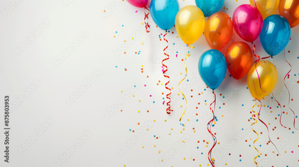 balloons and confetti white background balloons and confetti white background