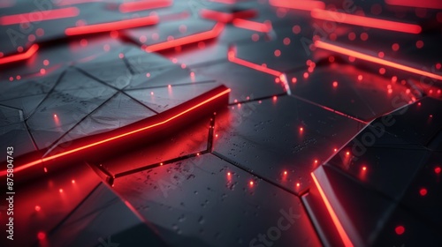 Futuristic Glowing Red Circuit Board photo