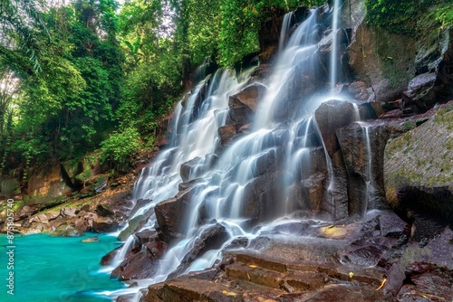 Fototapeta Naklejka Na Ścianę i Meble -  Bali waterfall Kanto Lampo Waterfall one of the most beautiful tropical waterfalls in tropical rainforest jungle near Ubud, Bali Indonesia