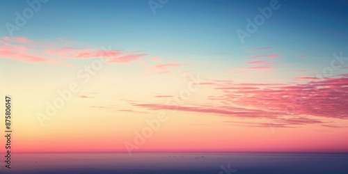 Vibrant sunset over calm ocean. Digital art with soft gradients. Ocean and sunset concept for design and print. Panoramic view of sky with gradient color pink and color in sunset. Background. AIG49.
