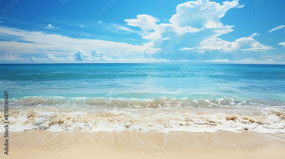 A Relaxing Seascape with a Blue Sky and White Clouds A Relaxing Seascape with a Blue Sky and White Clouds