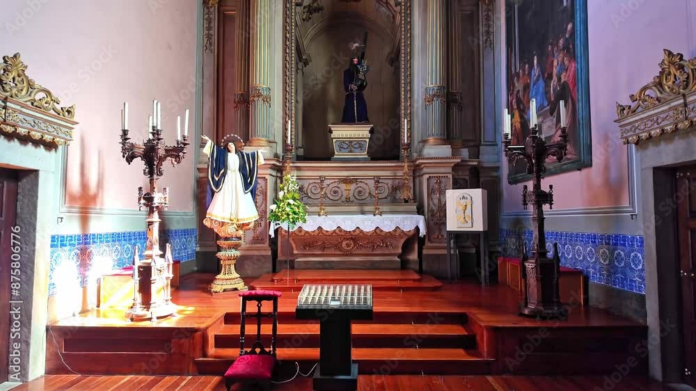 The ornate interior of the Se Cathedral of Viana do Castelo in northern Portugal.