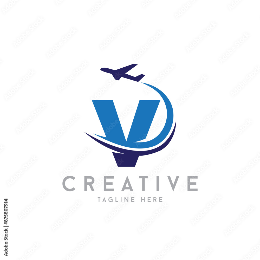 Letter V Air Travel Logo vector icon Design with plane graphic element, symbol, sign for travel agency logo design. airline logo illustration Letter V Air Travel Logo vector icon Design with plane graphic element, symbol, sign for travel agency logo design. airline logo illustration