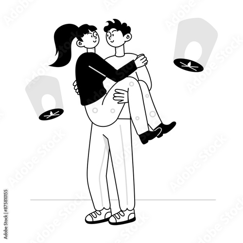 A hand drawn mini illustration of lovely couple 

