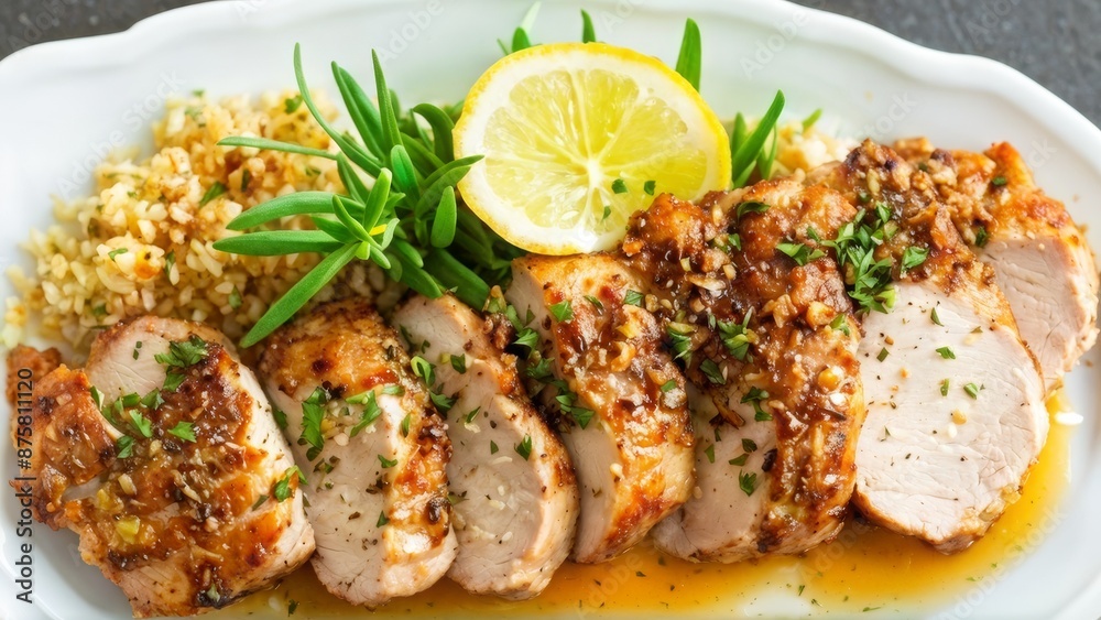 Baked pork tenderloin with garlic and rosemary. Baked pork tenderloin with garlic and rosemary.