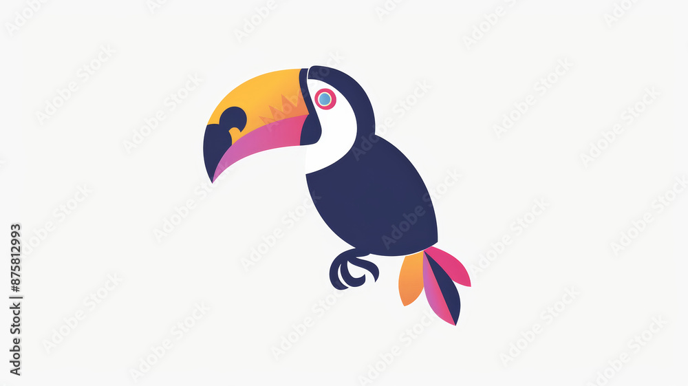 Naklejka premium Pastel Toucan Design on White Background