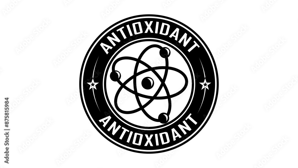Antioxidant label., black isolated silhouette Antioxidant label., black isolated silhouette