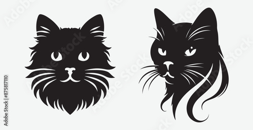 Cat silhouette isolated vector head tail full elegant new best cute sit design illustration animal pet collection full body head black and white download