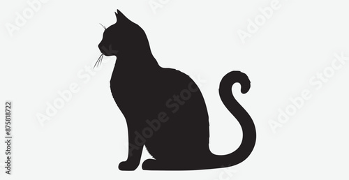 Cat silhouette isolated vector head tail full elegant new best cute sit design illustration animal pet collection full body head black and white download