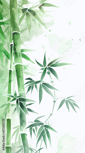 Chinese style bamboo forest landscape illustration