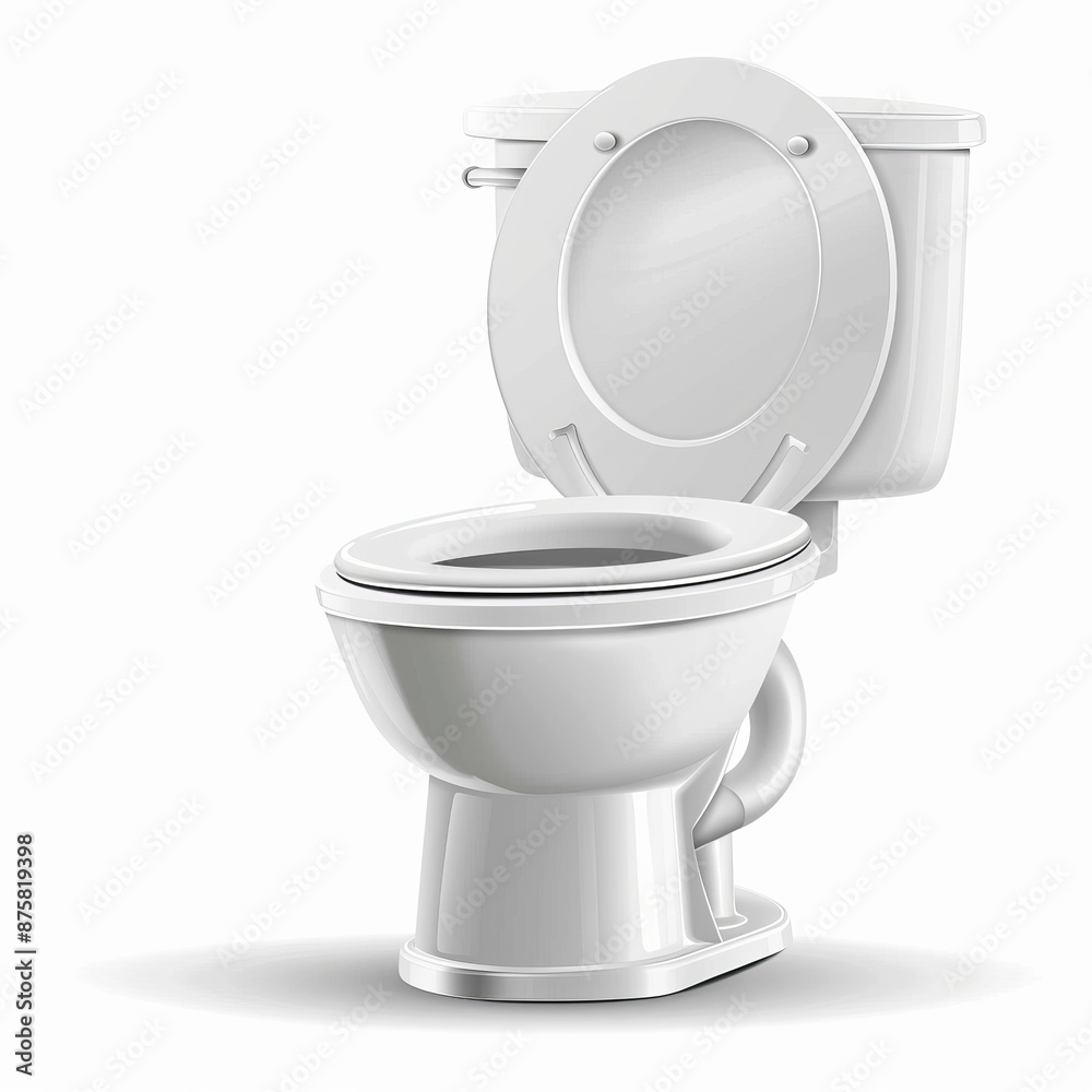Toilet bowl icon, wc sign, restroom closet symbol, 3d realistic lavatory emblem on white background