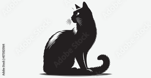 Cat silhouette isolated vector head tail full elegant new best cute sit design illustration animal pet collection full body head black and white download