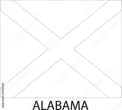 Alabama Flag, United States Flags, Black and White Image, Vector Image, Color Book design
