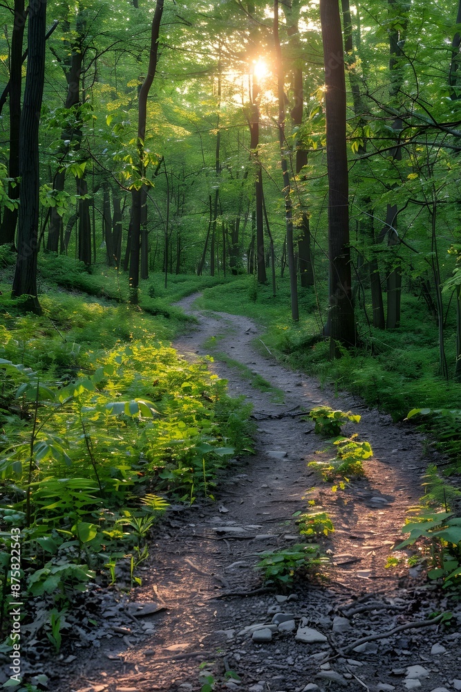 Obraz premium The sun shines through the trees in the forest