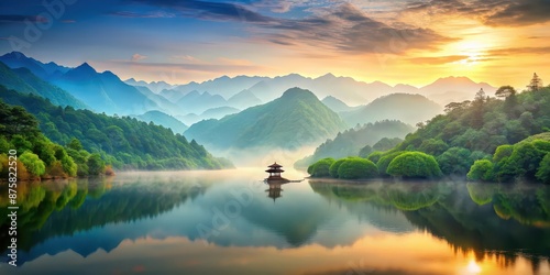 Majestic landscape with layers of serenity, perfect for meditation and relaxation, majestic, landscape, serenity, peaceful