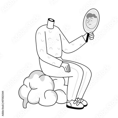 A doodle mini illustration of self reflection 

