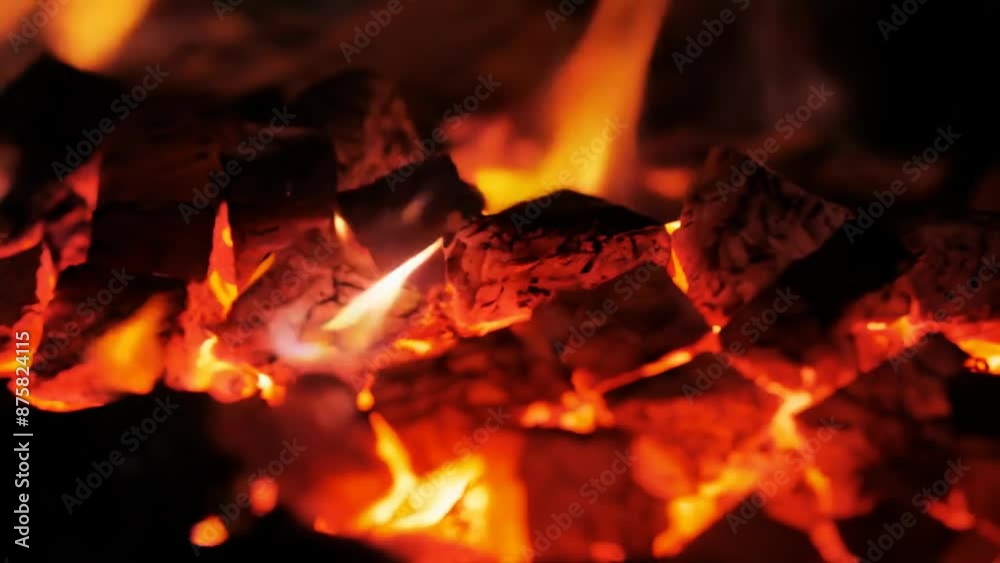 Glowing embers and flames in a cozy fireplace Glowing embers and flames in a cozy fireplace