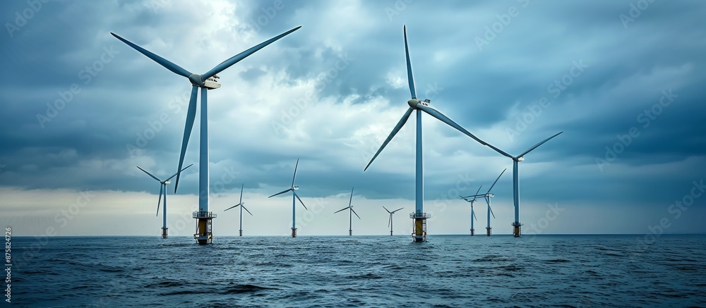 Fototapeta premium windmills wind turbines at sea