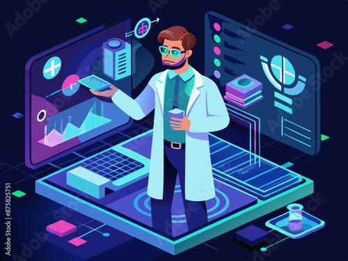 Doctor using digital medical futuristic interface 3D rendering