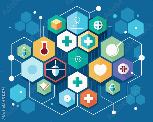 Medical background with abstract hexagon pattern: Ideas for healthcare technology, medical innovation, health science, and research