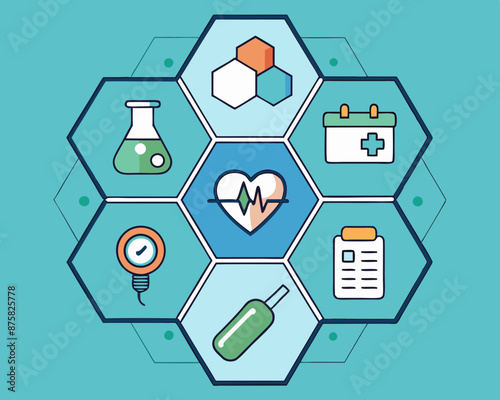 Abstract medical background with hexagons pattern. Concepts and ideas for healthcare technology, innovation medicine, science and research