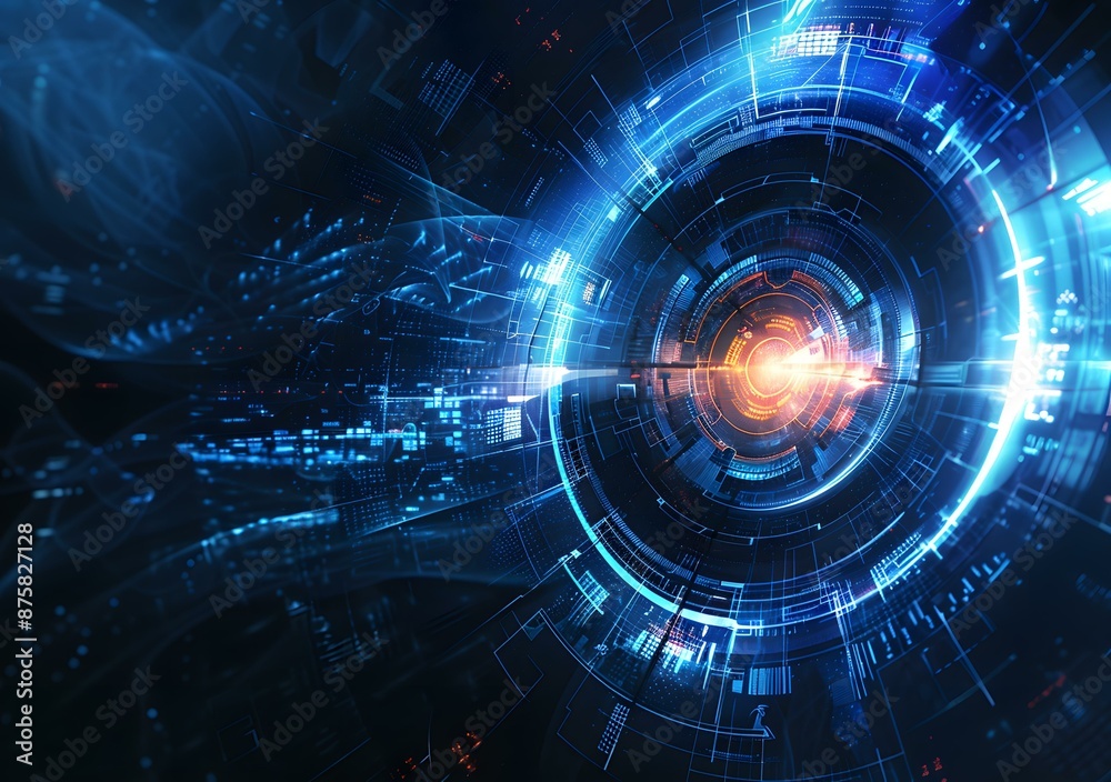 Obraz premium Abstract Technology Background with Circular Design