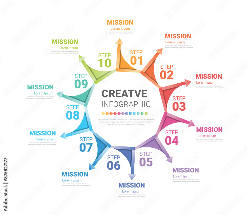 Infographic design template with numbers 10 option for Presentation infographic, Timeline infographics, steps or processes. Infographic design template with numbers 10 option for Presentation infographic, Timeline infographics, steps or processes.
