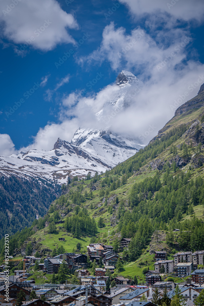 tourist go to travel in Zermatt to take a rest , walk ,hiking ,and see matterhorn mountain ,beautiful city viewpoint from top view Switzerland tourist go to travel in Zermatt to take a rest , walk ,hiking ,and see matterhorn mountain ,beautiful city viewpoint from top view Switzerland