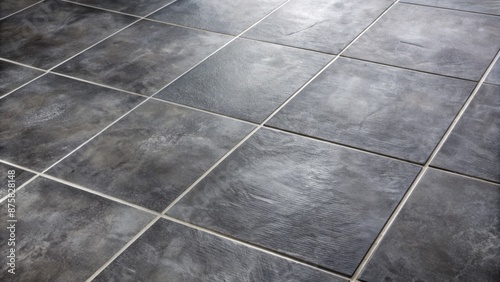 Obraz na płótnie Dark grey ceramic floor tiles being arranged on a adhesive surface in a neat pattern with slight spacing and grout lines. w salonie