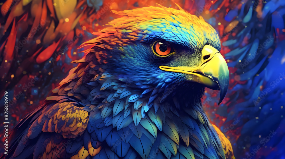 Fototapeta premium Portrait of Eagle, Abstract art colourful painting Eagle