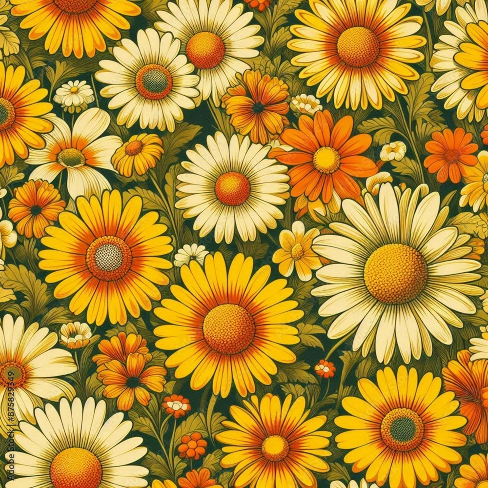 A close-up of a bunch of flowers a brown background, Hippie Wallpaper flower blossom pattern image