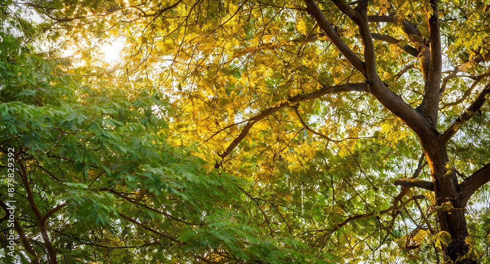 Forest Green and Gilded Leaves. Generative AI. Forest Green and Gilded Leaves. Generative AI.
