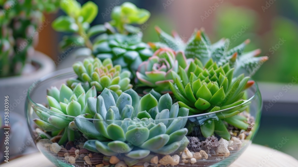 Mini succulent garden in glass terrarium Mini succulent garden in glass terrarium