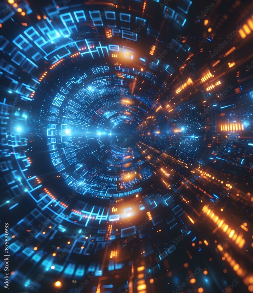 Fototapeta premium Digital Tunnel Data Flow