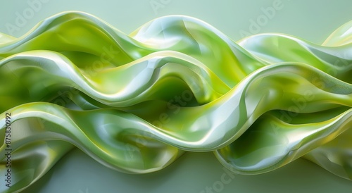 Green yellow twisted shape. Computer-generated abstract geometric 3D render illustration