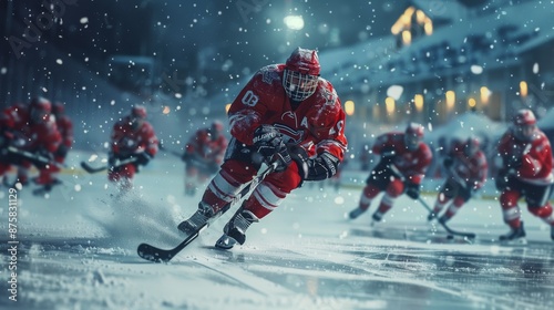 Wallpaper Mural Vibrant 3D illustration of hockey game with dynamic action. Torontodigital.ca