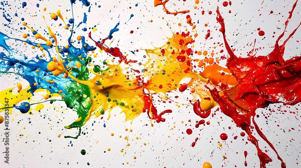Fototapeta premium Vibrant Paint Splatters - Energetic Abstract Desktop Wallpaper Design