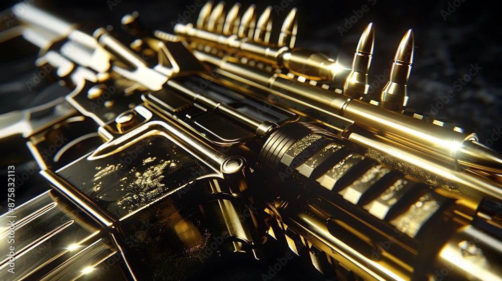 Naklejka premium A gold bullets a rifle and a counter strike very detailed and realistic shape
