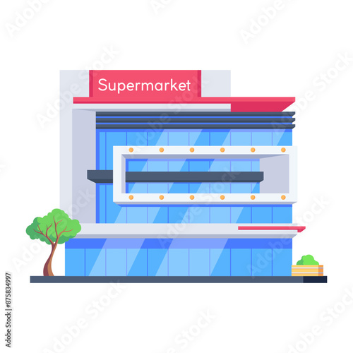 Trendy isometric icon of a supermarket 

